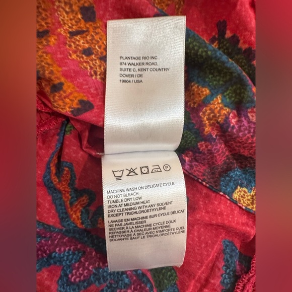 FARM Rio Sunset Tapestry Blush Mini in Red Smocked Cotton Dress size Large EUC - Picture 8 of 12